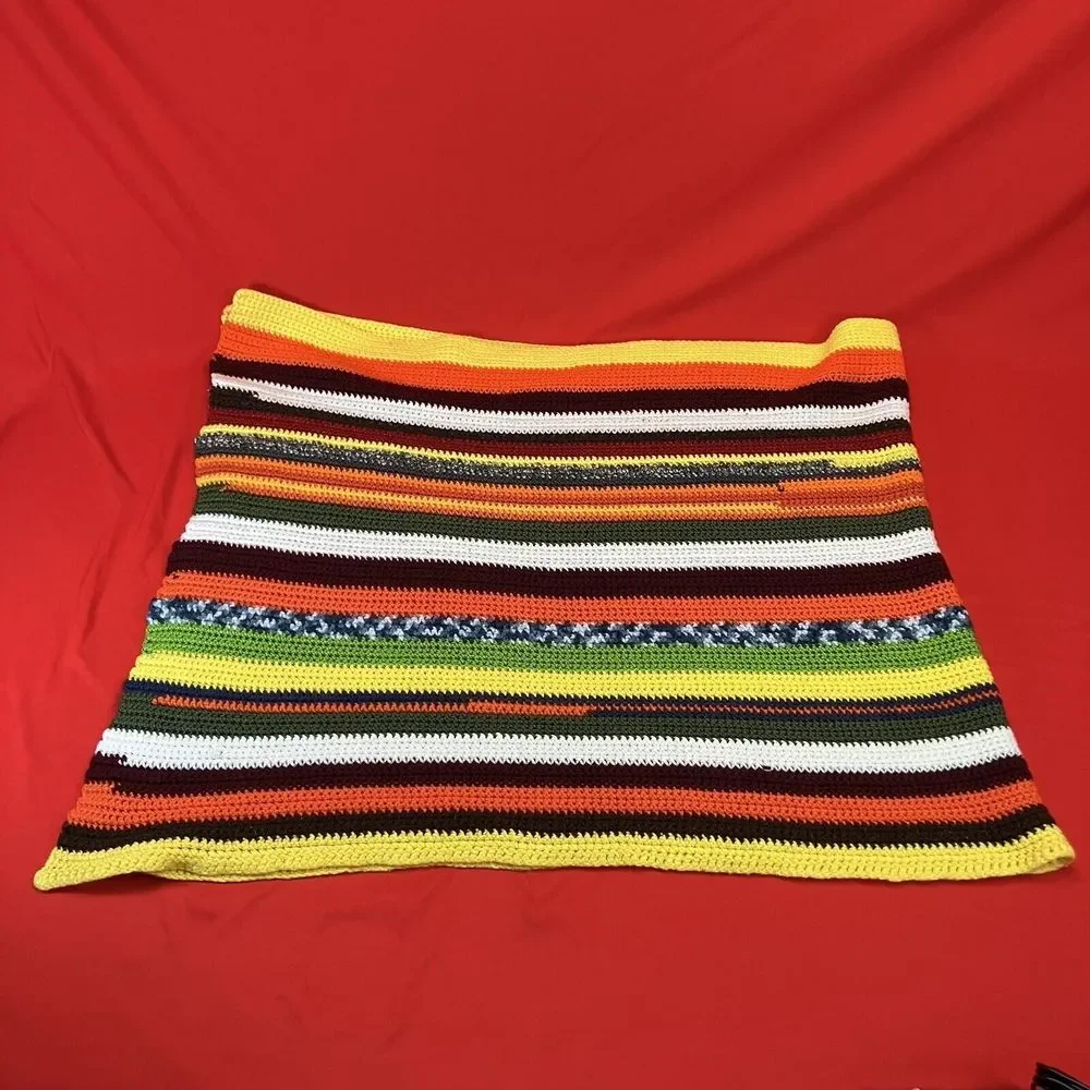 Vintage Granny Crochet Table Runner / Sofa‎ Throw Handmade Multicolor 65x25